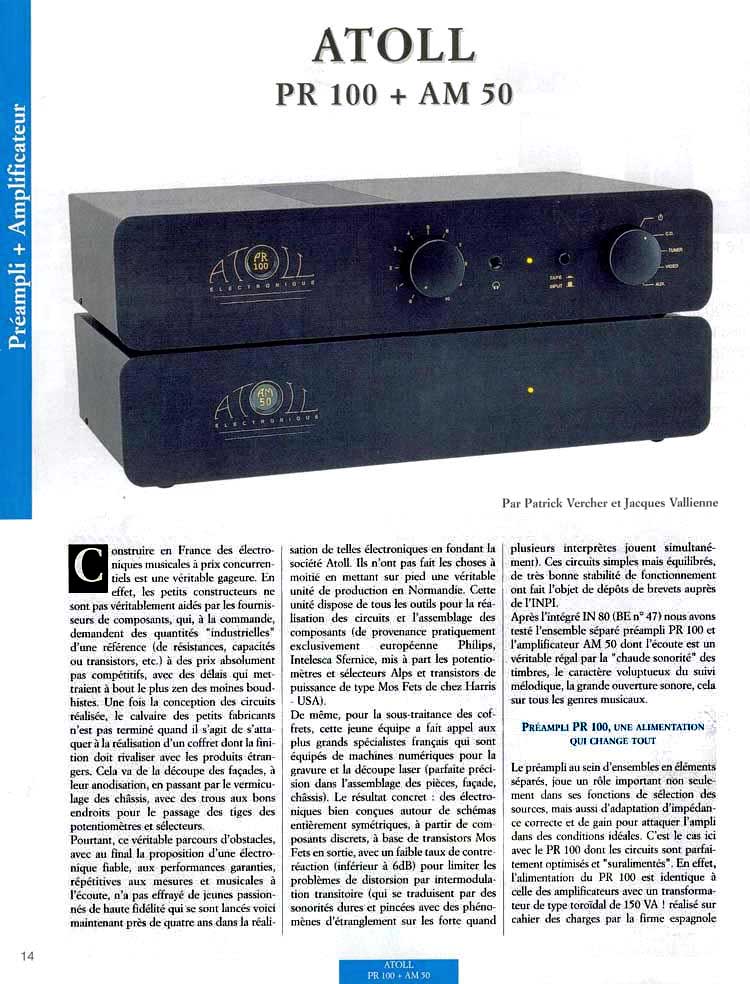 Audio On Line haute fidelite - banc d'essai du préampli Atoll pr100 partie 1
